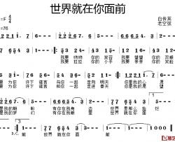 世界就在你面前简谱-白传英词/老空弦曲