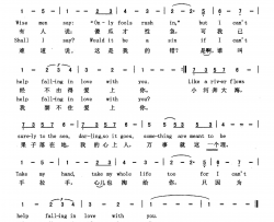 禁不住爱上你英汉美国影片《蓝色夏威夷》插曲简谱