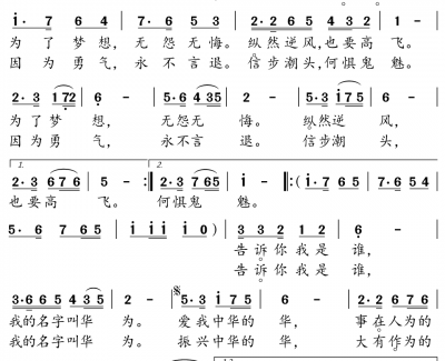 我的名字叫华为简谱(歌词)-小弩演唱