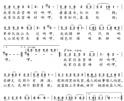 我家住在雪峰家简谱-邓永旺、伍荣华词 陈经荣曲刘果林-