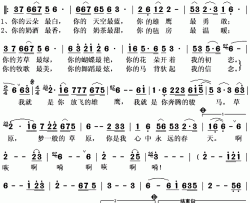 梦一般的草原简谱(歌词)-泽旺多吉演唱-秋叶起舞记谱上传