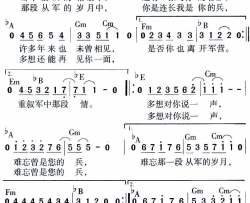 难忘曾是您的兵简谱-秦天演唱-秦天/秦天词曲