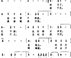 名剑恨简谱-香港电视连续剧《名剑恨》主题歌