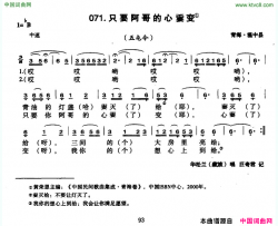 只要阿哥的心嫑变简谱-华松兰演唱-青海民歌词曲