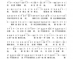 请给我一杯忘情水简谱-钱万千演唱-小涵、曲国荣/曹本军词曲