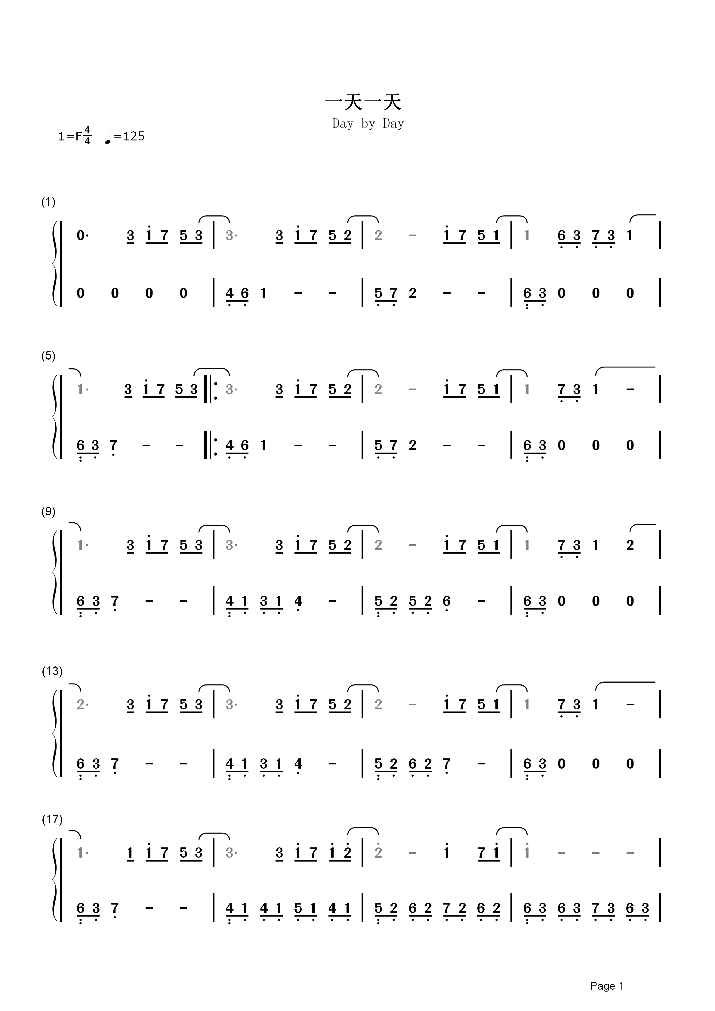 一天一天简谱  BIGBANG  韩国大街小巷流行的神曲，席卷整个亚洲。。。1