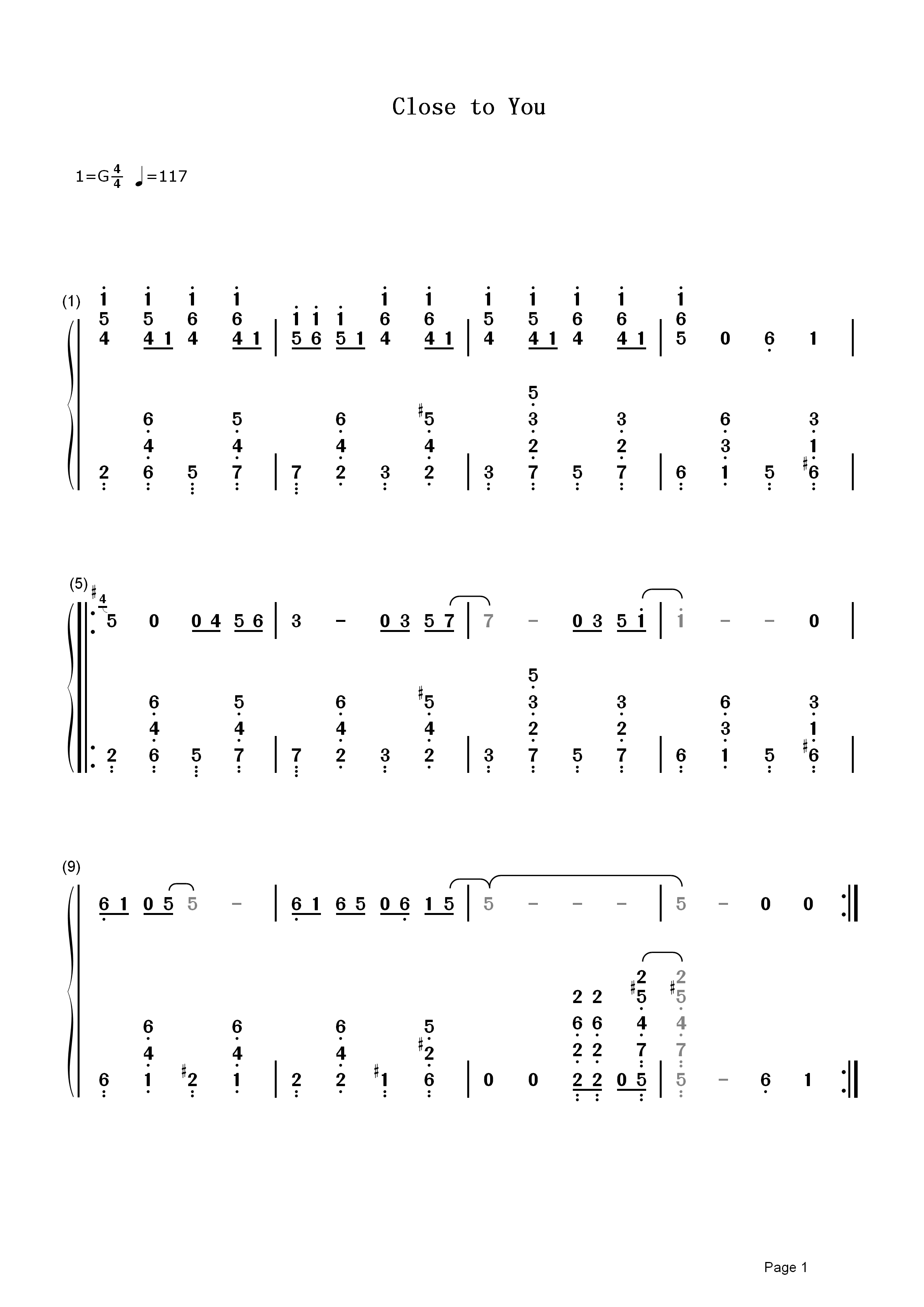 Close To You简谱    Carpenters    温柔又长情，卡朋特成名曲之一1