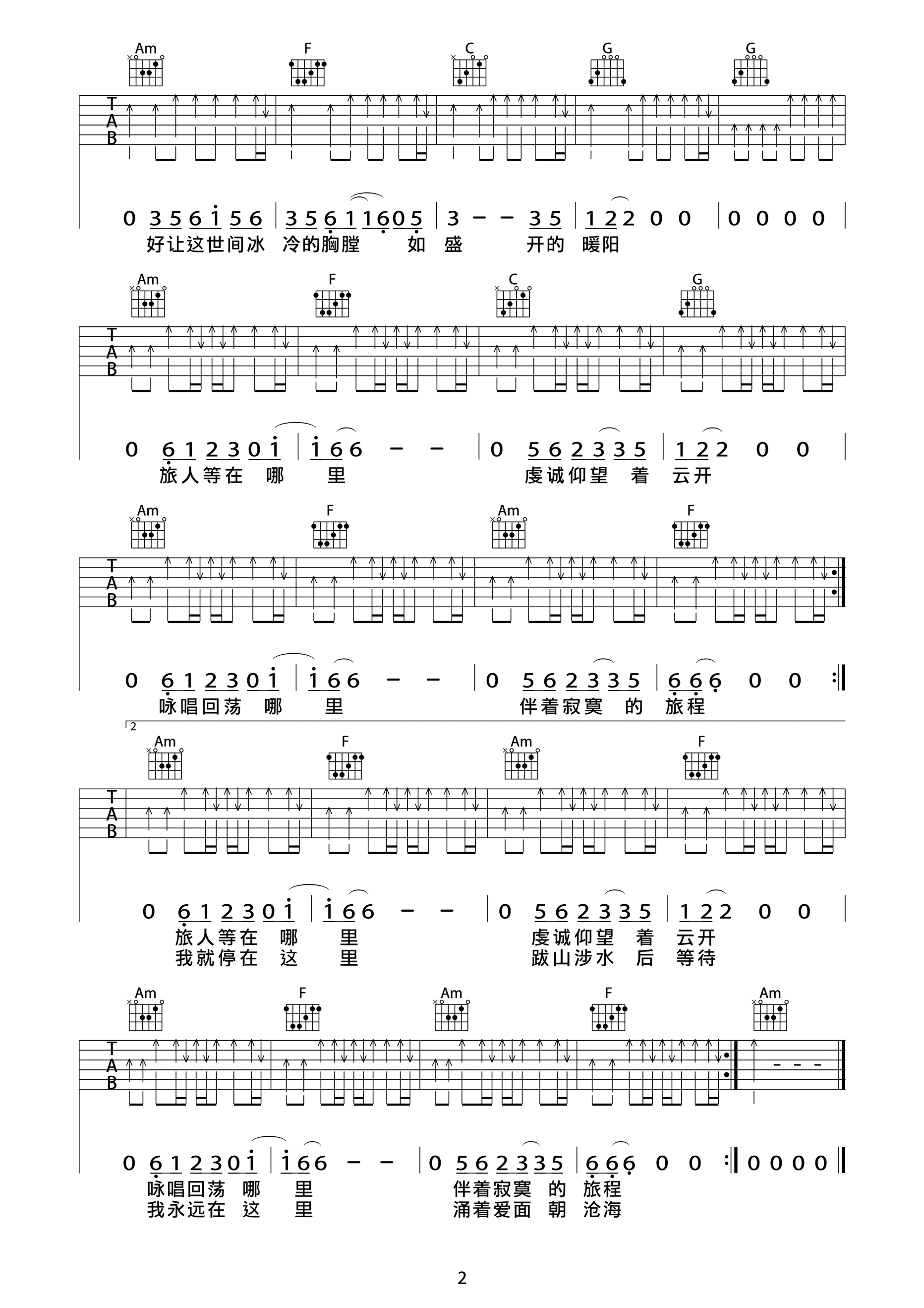 第三极吉他谱 许巍-我永远在这里  涌着爱面朝沧海2