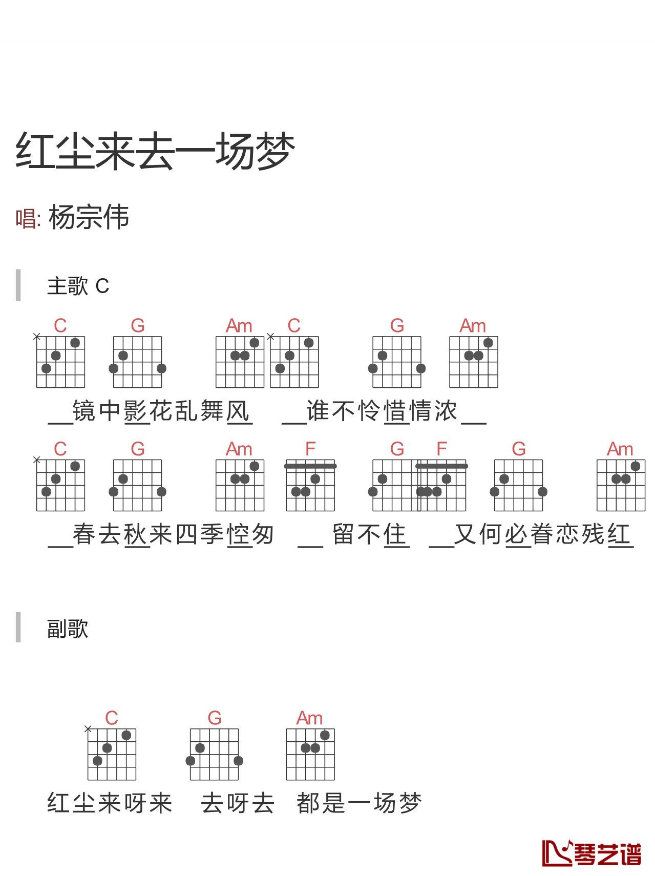 红尘来去一场梦吉他谱-杨宗纬-让你感悟人生的不如意2