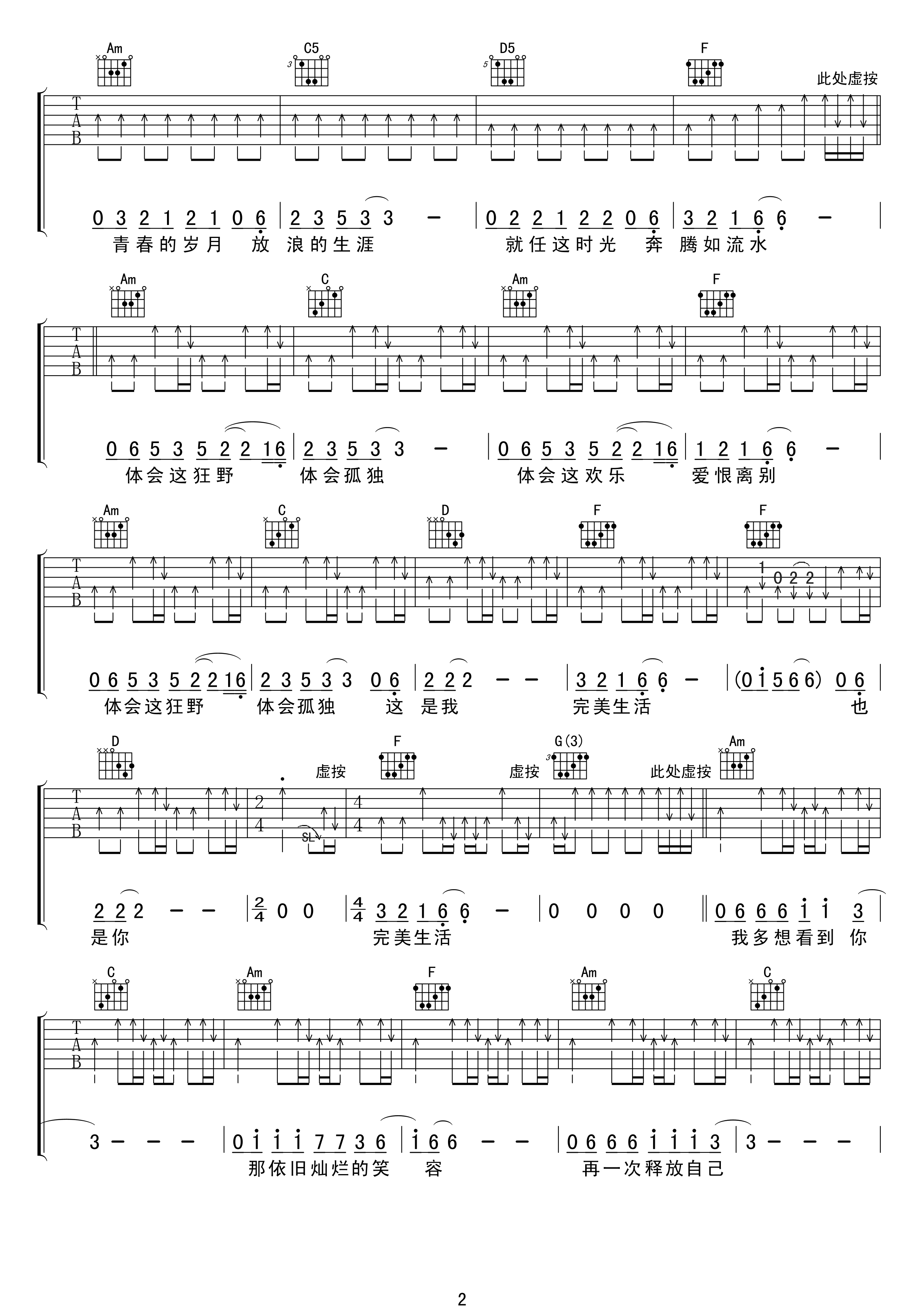 完美生活吉他谱-许巍 那依旧灿烂的笑容2