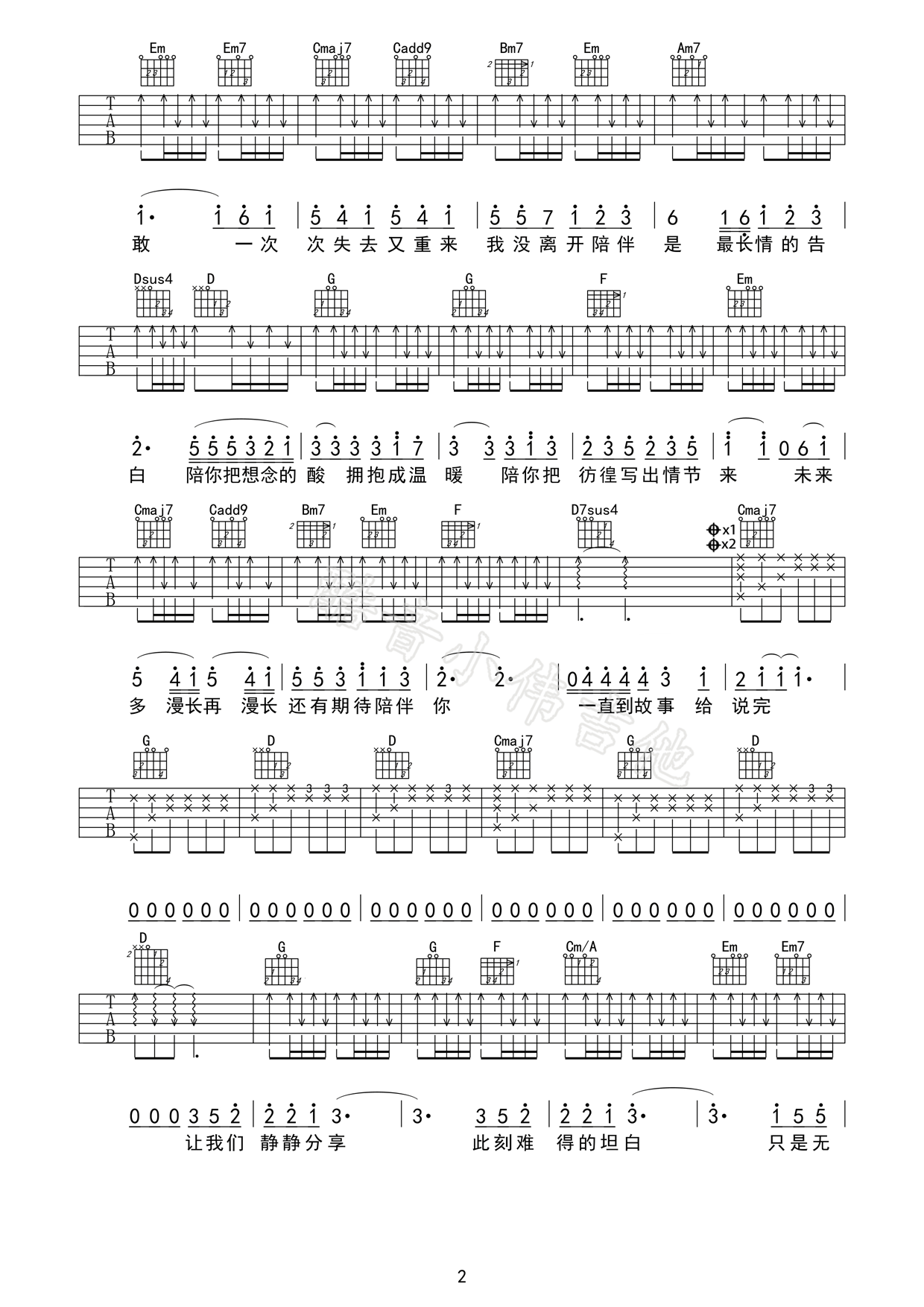 陪你度过漫长岁月吉他谱-陈奕迅 陪你把想念的酸拥抱成温暖2