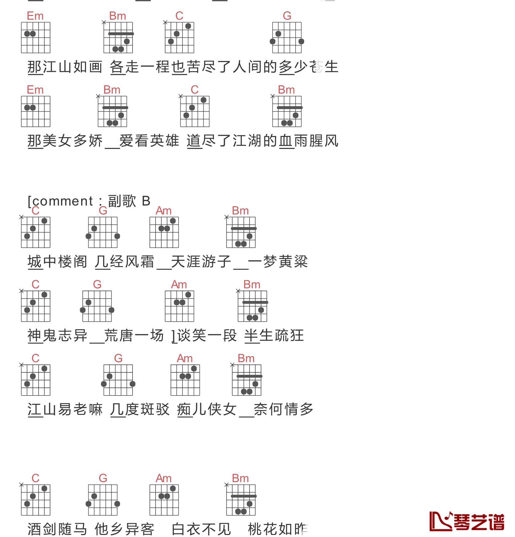 说书人吉他谱-暗杠-让你体会人世间的千态人生7