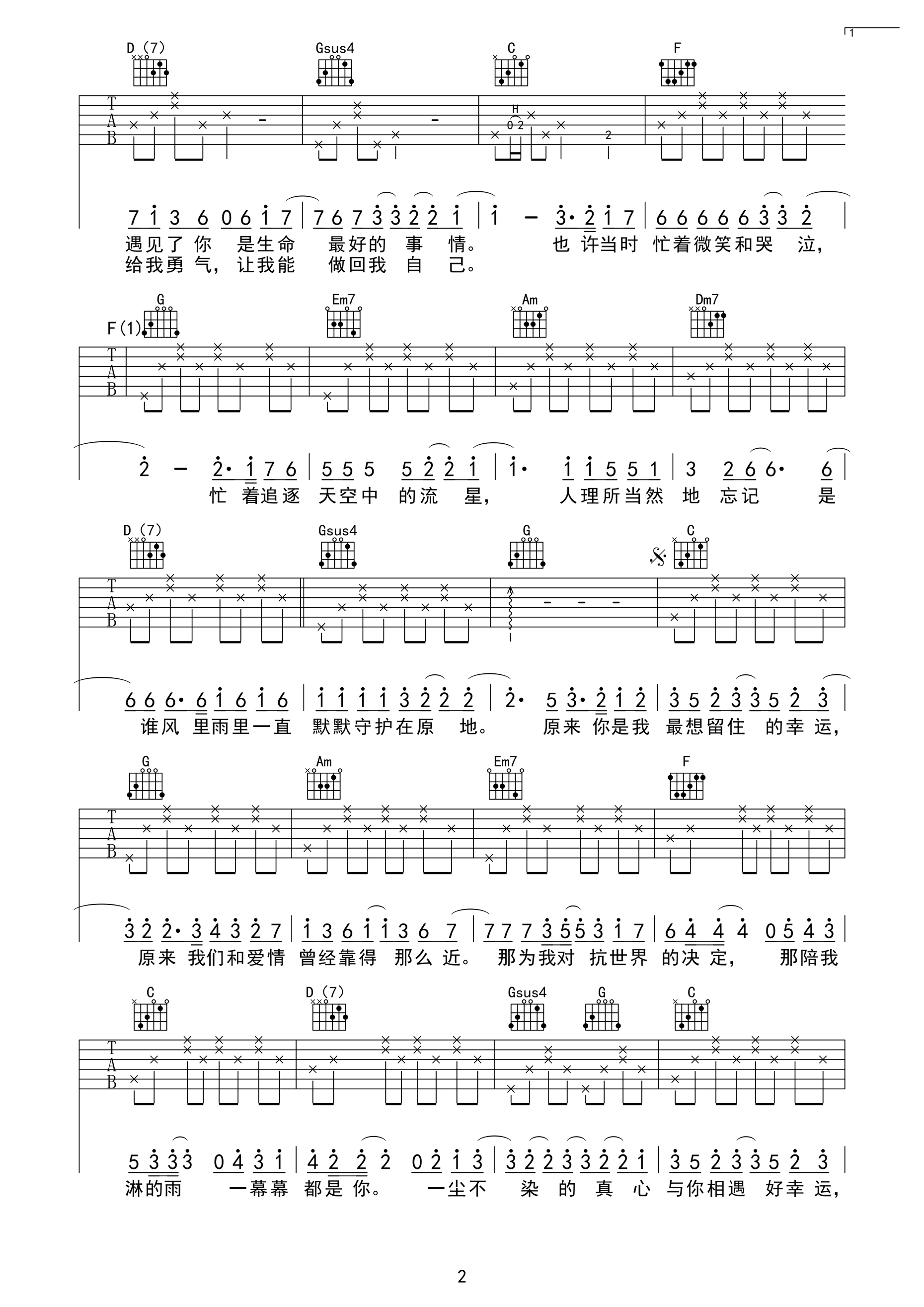 小幸运吉他谱-田馥甄只做她自己2
