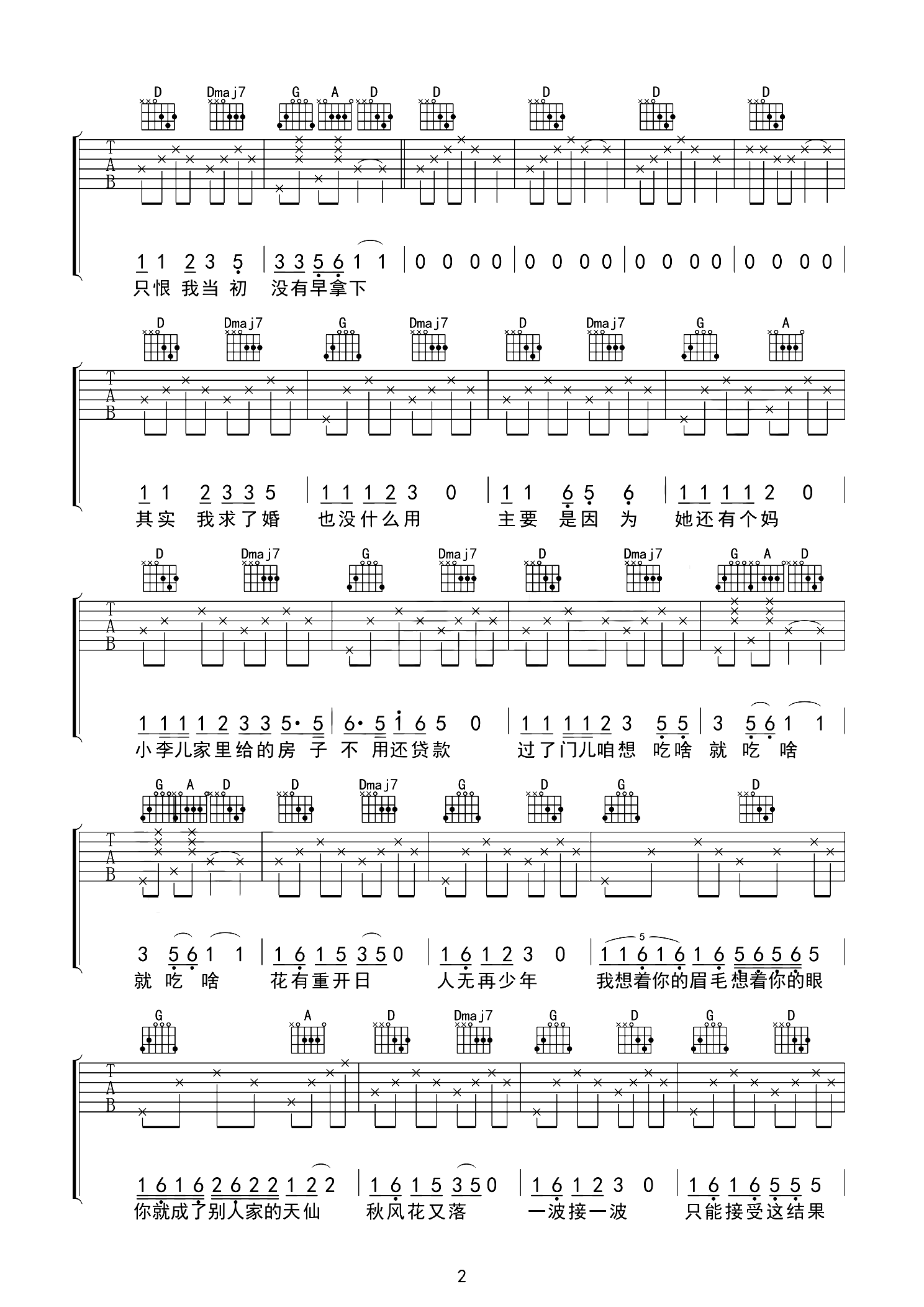 花开不少年吉他谱 张艺德-花有重开日 人无再少年2