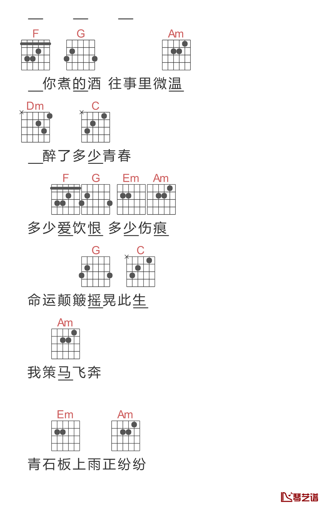 倚栏听风吉他谱 郑国锋 倚楼听风雨，风雨可知愿2