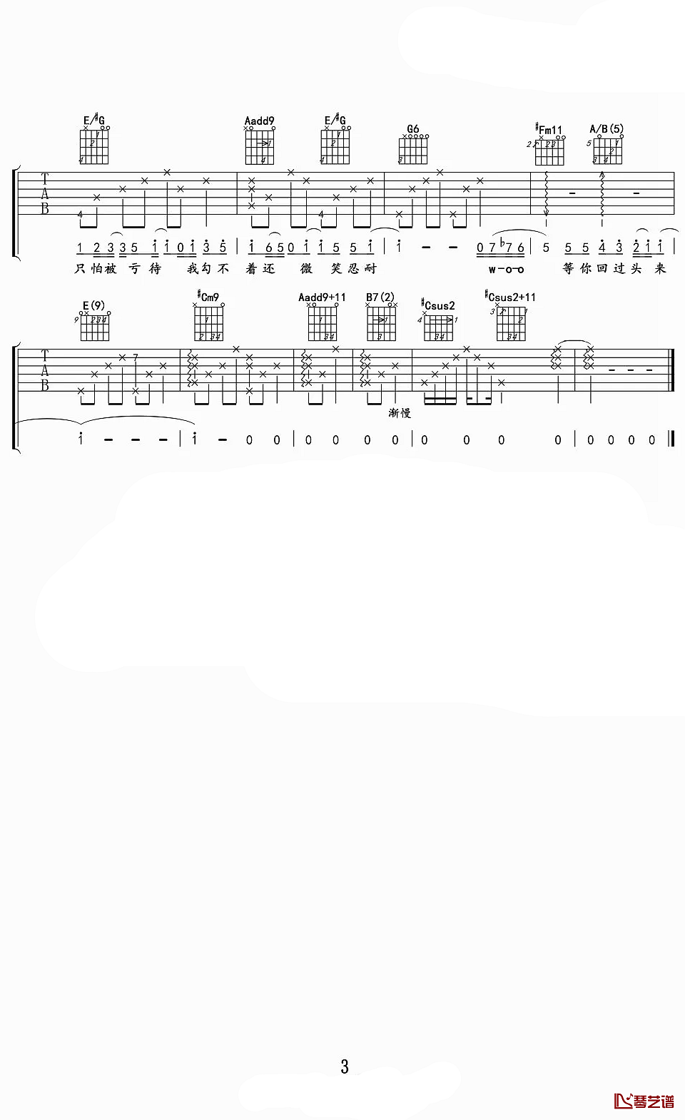 踮起脚尖爱吉他谱-洪佩瑜-涟漪依旧锋利，牵动一潭星3