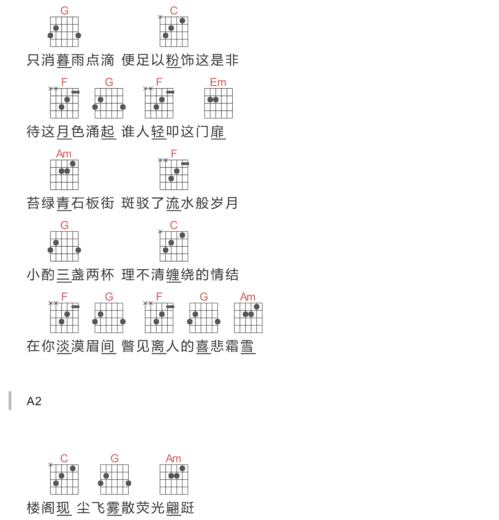 霜雪千年吉他谱-双笙/封茗囧菌-我有古风歌一曲,请卿侧耳细细听!3