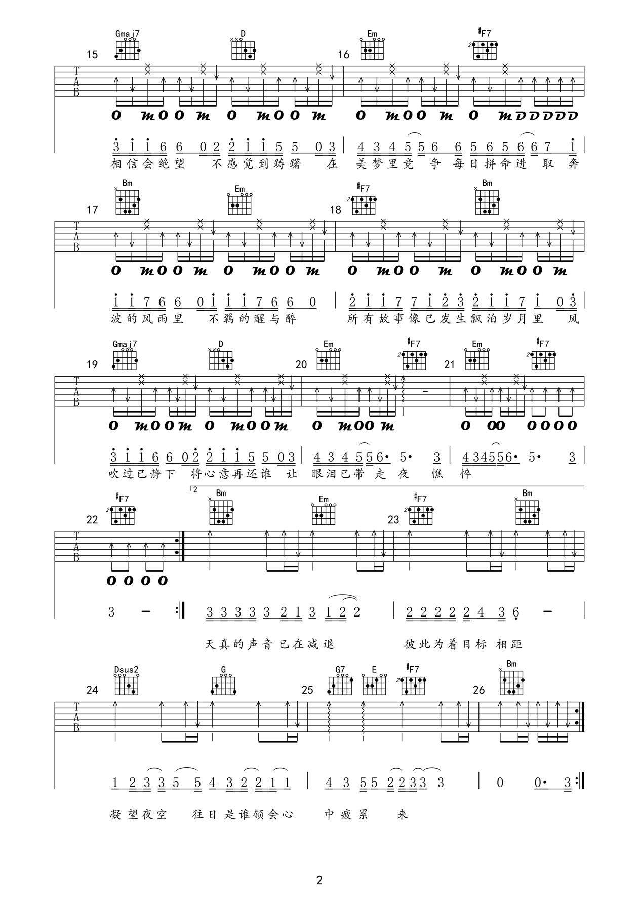 友情岁月吉他谱-郑伊 流浪日子你在伴随有缘再聚2