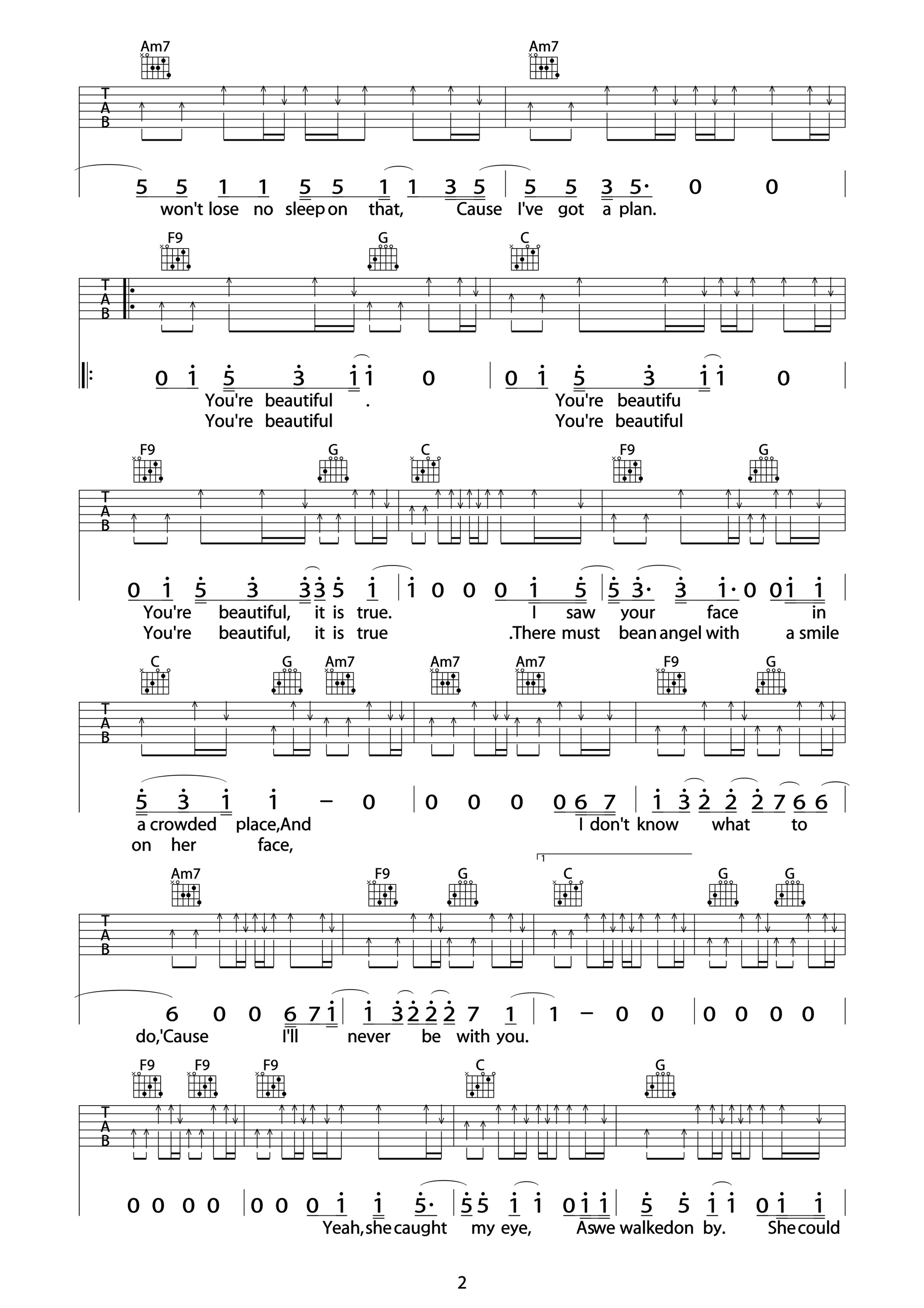 You Are Beautiful吉他谱 james blunt-旋律动人，史诗般的大气矜贵2