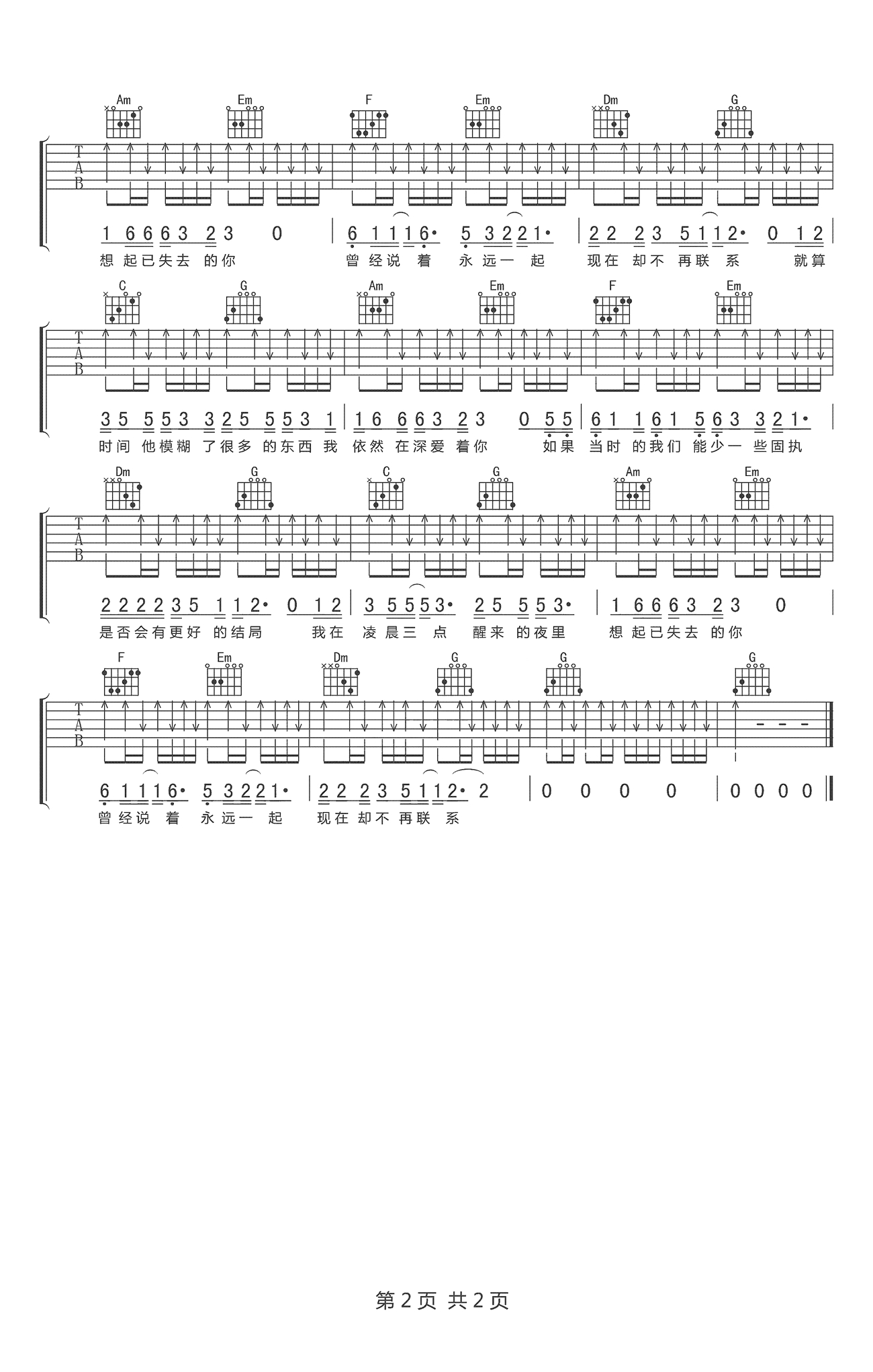 凌晨三点吉他谱 陈硕子 再也不想为了谁熬夜4