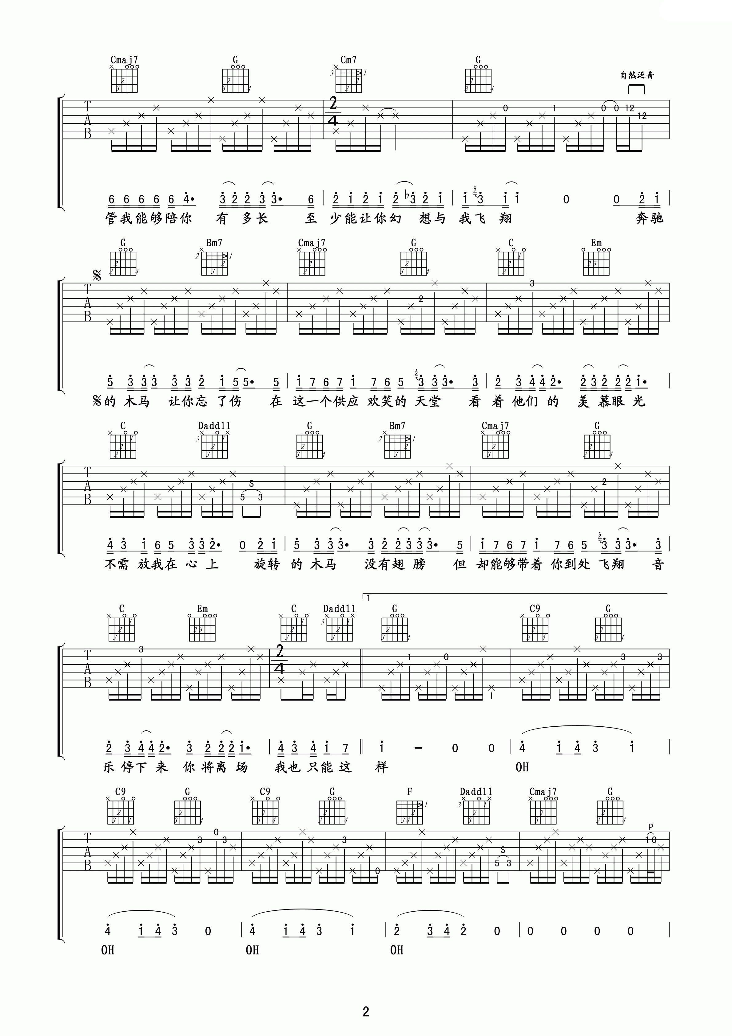 旋木吉他谱 袁惟仁 退场无需念我,记得快乐飞翔2