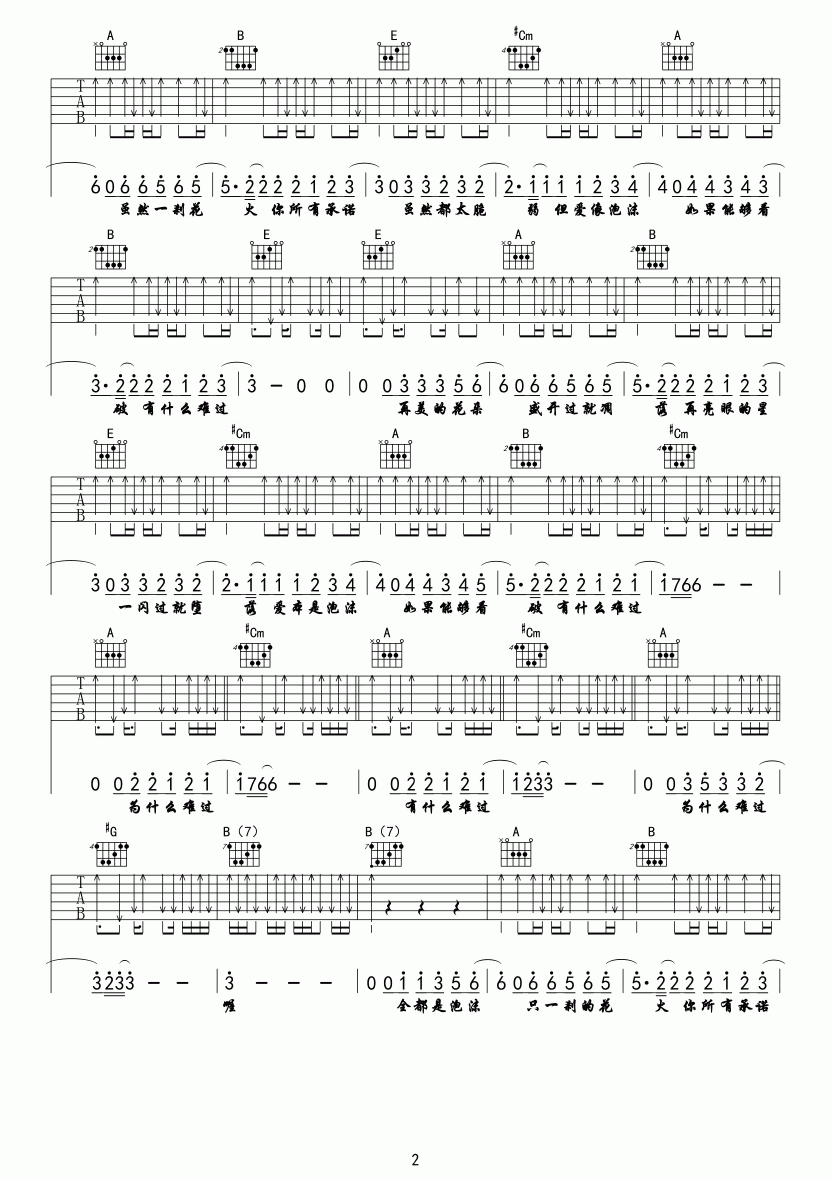 泡沫吉他谱-邓紫棋 你所有承诺 全部都太脆弱2