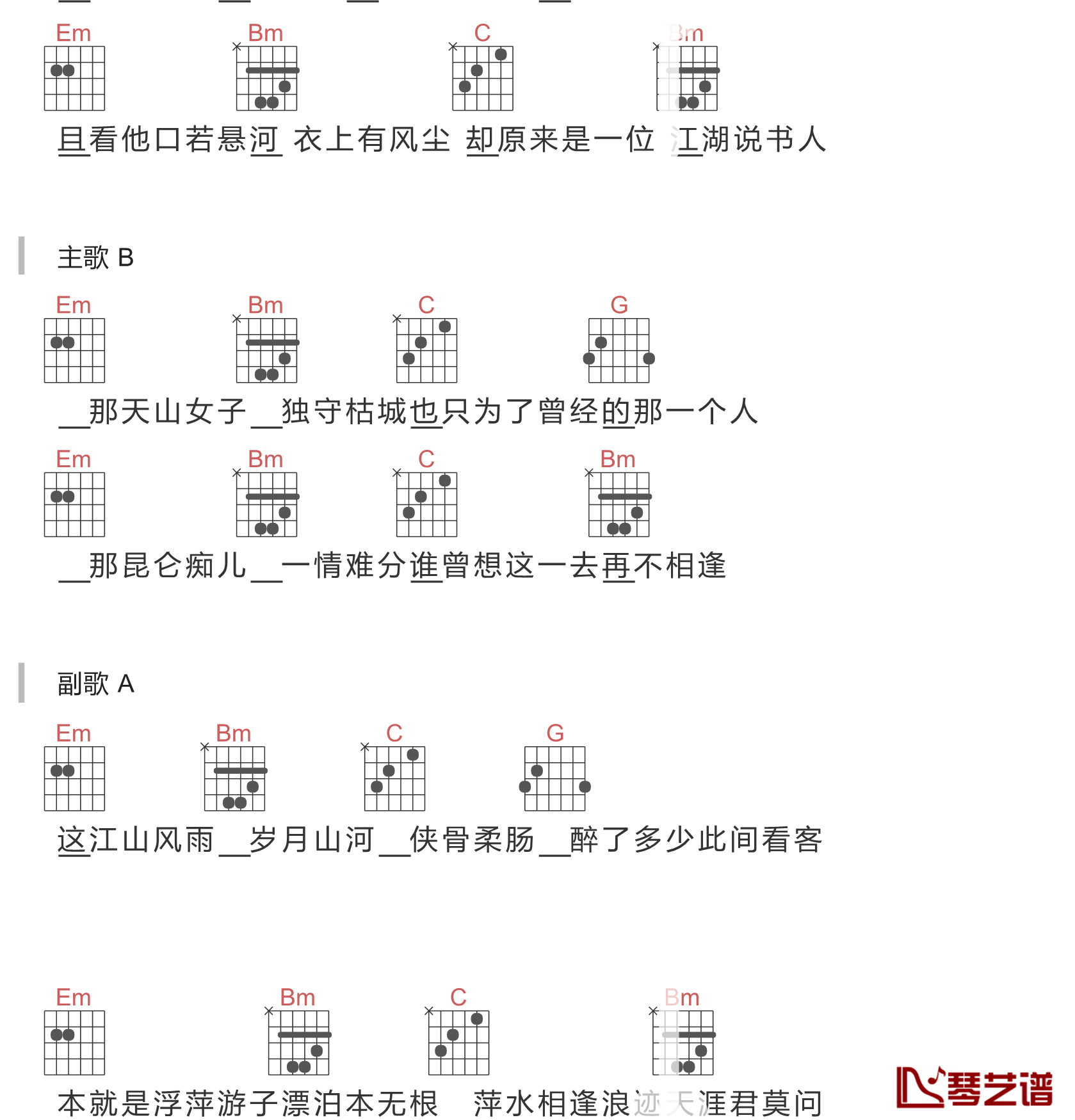 说书人吉他谱-暗杠-让你体会人世间的千态人生6