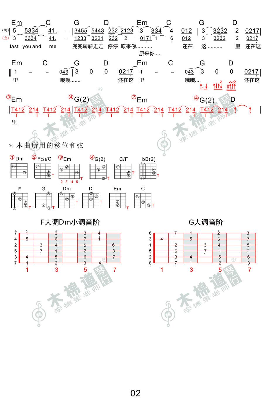 还在这里吉他谱_刘亦菲/王铮亮_致青春2吉他弹唱谱2