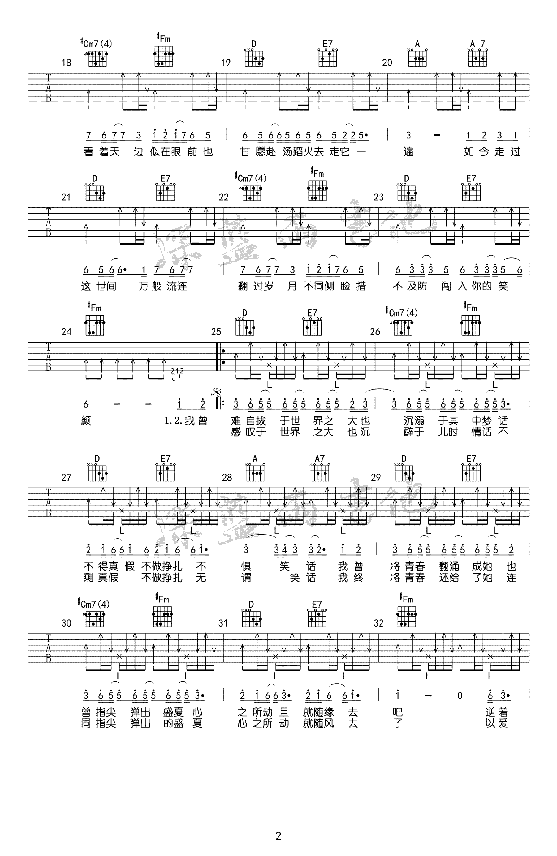 起风了吉他谱-A调指法-买辣椒也用券-吉他弹唱教学视频2