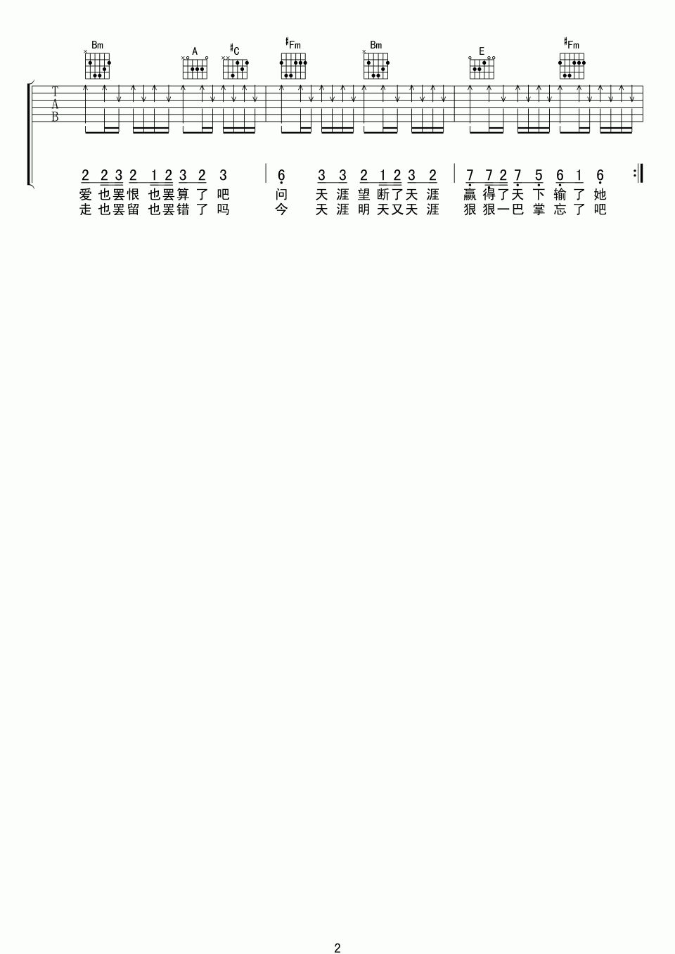 天涯吉他谱  任贤齐2