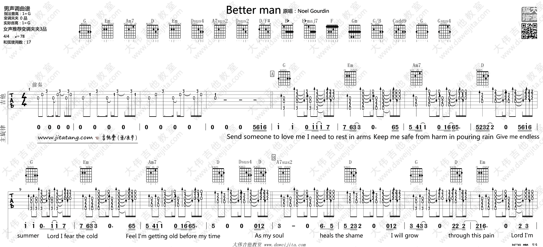 better man吉他谱 G调精选版-Robbie Williams1