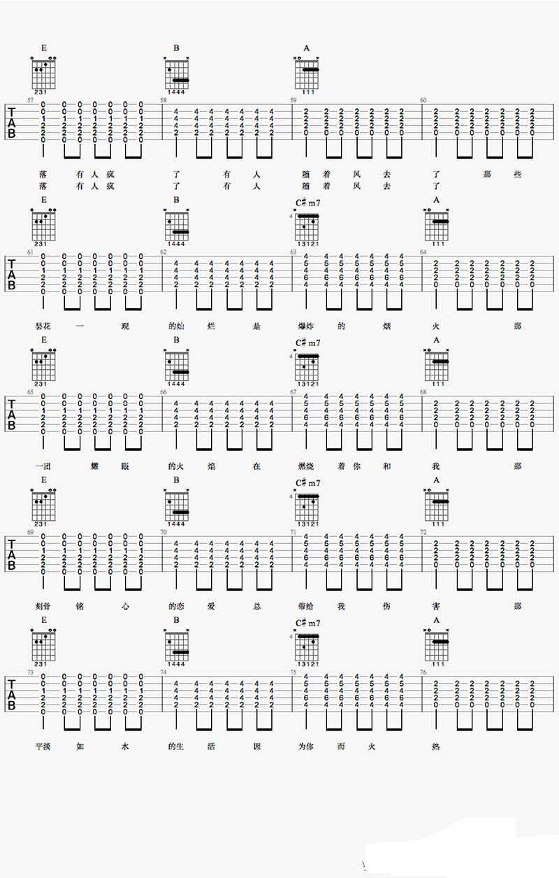 生活因你而火热吉他谱-新裤子乐队-六线谱4