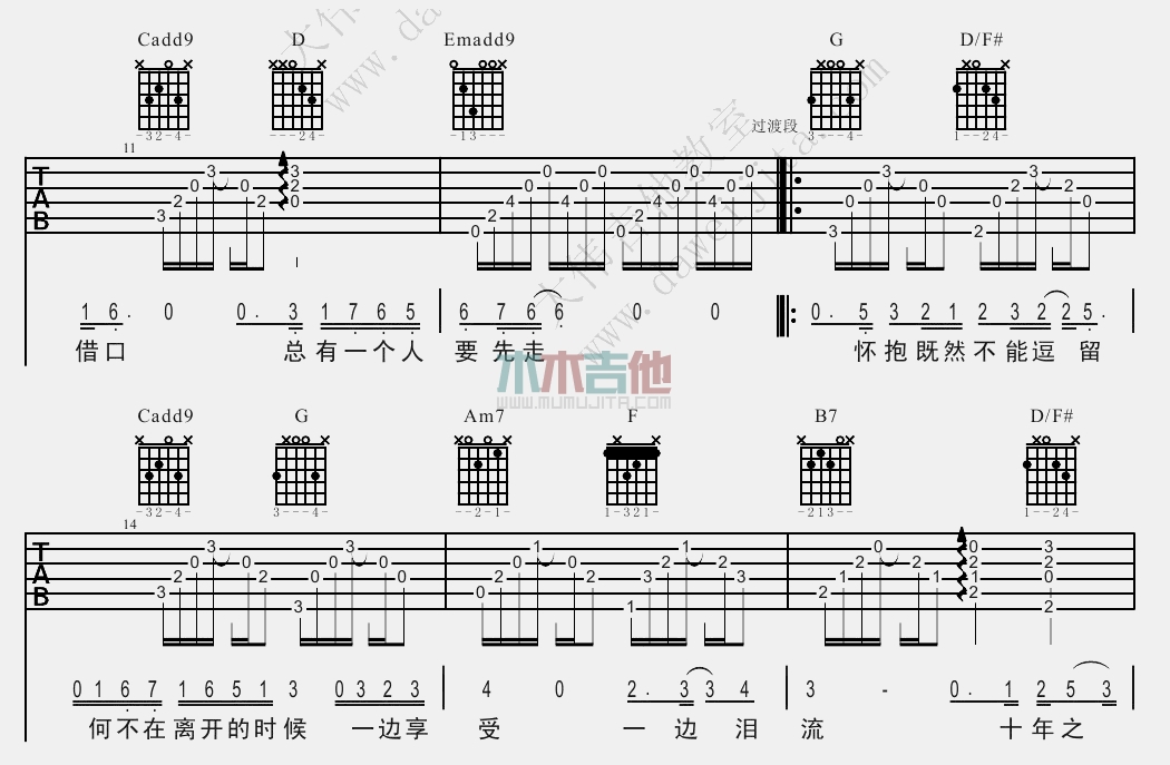 十年(吉他谱)_陈奕迅_C调原版六线谱_《十年》吉他弹唱教学1