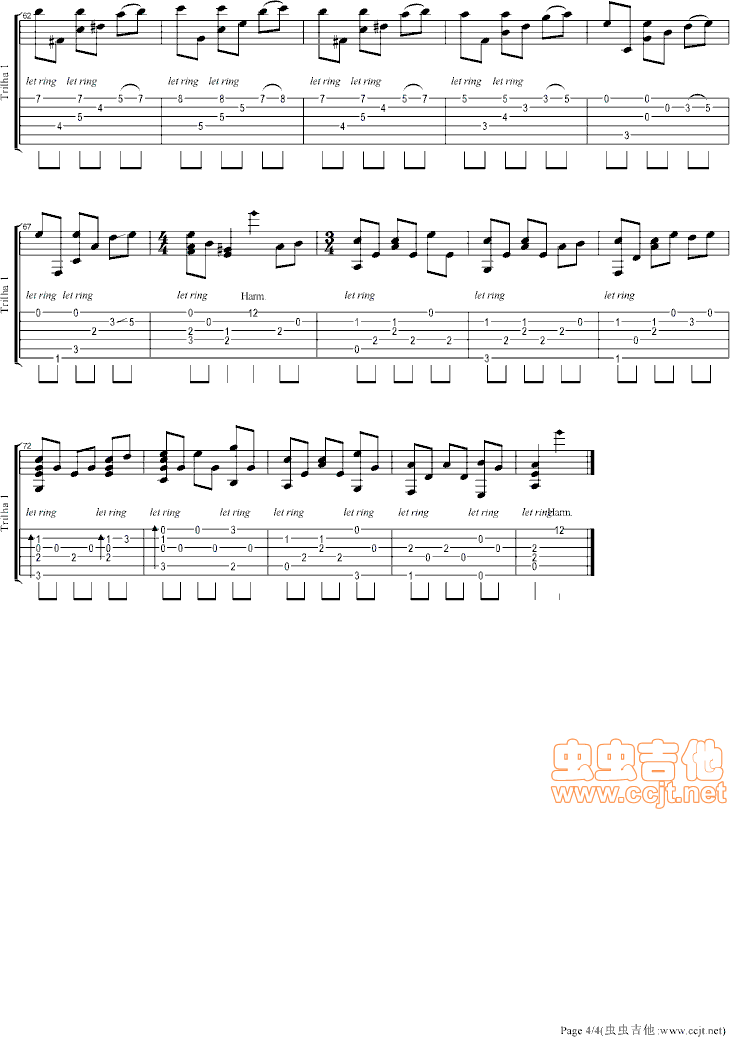 十一月的某一天指弹谱 原调六线谱-Leo Brower1