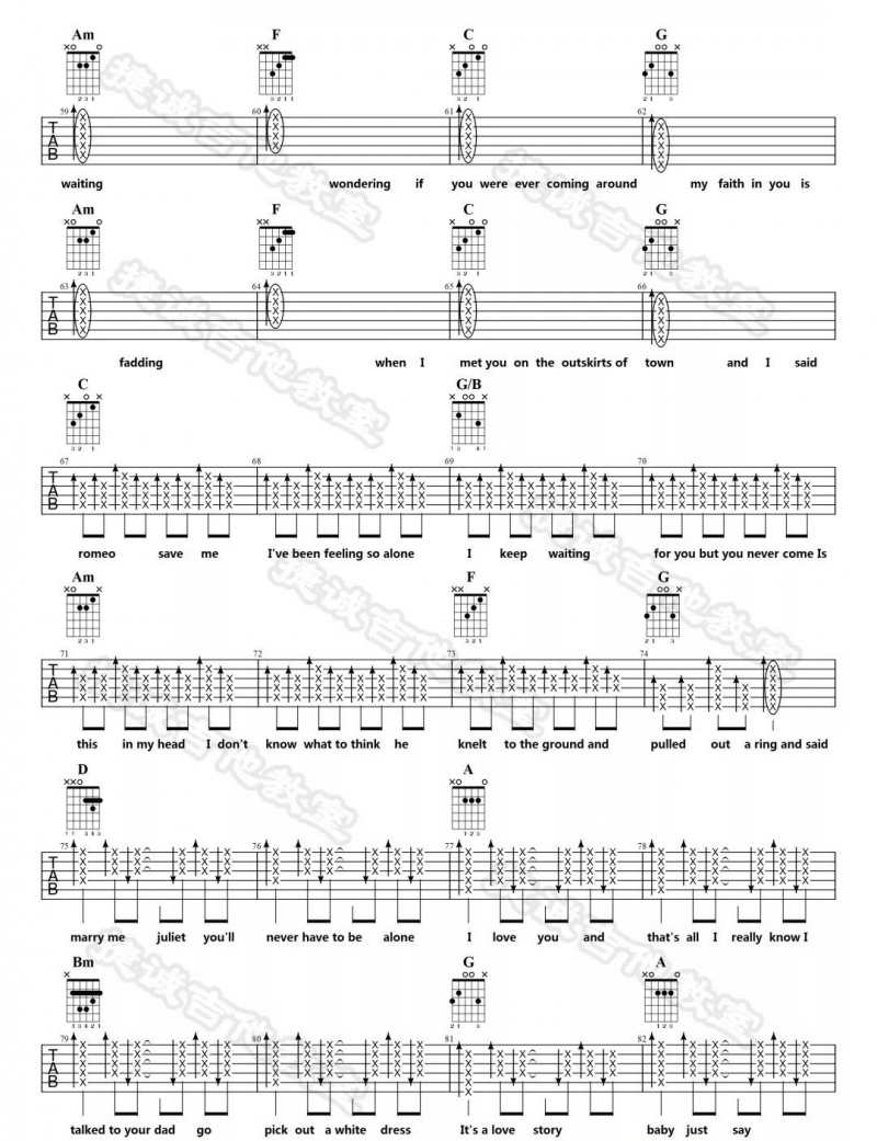 《Love Story》吉他谱_Taylor Swift_C调原版弹唱六线谱4