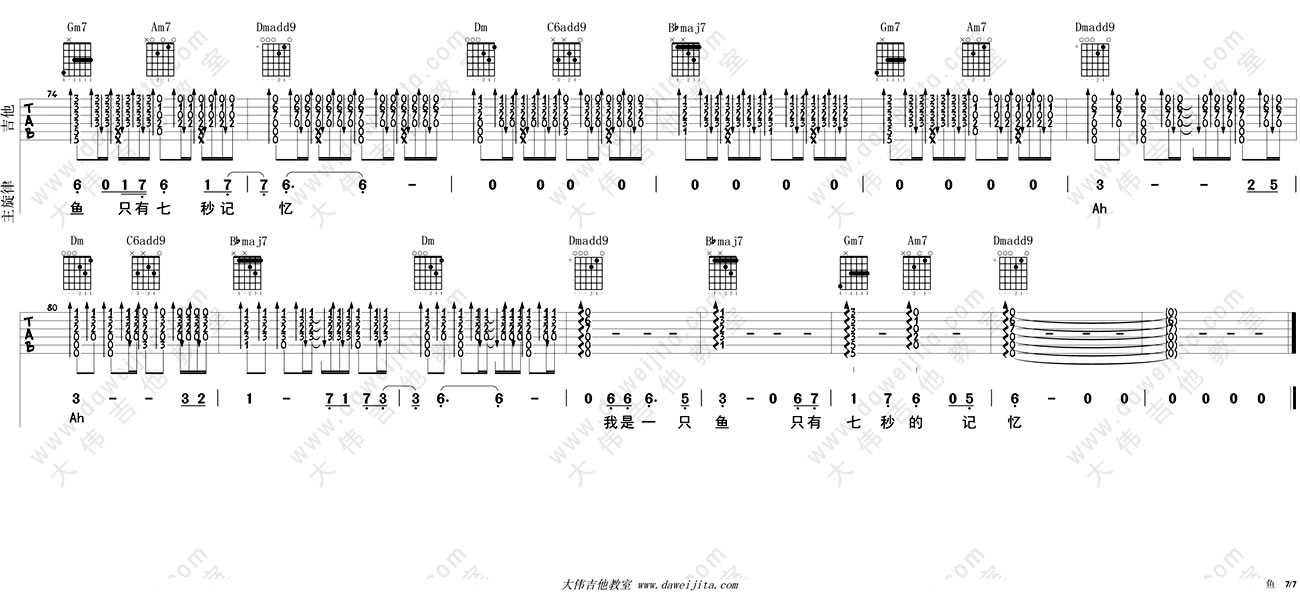 鱼吉他谱-姚贝娜《鱼》吉他弹唱教学讲解7