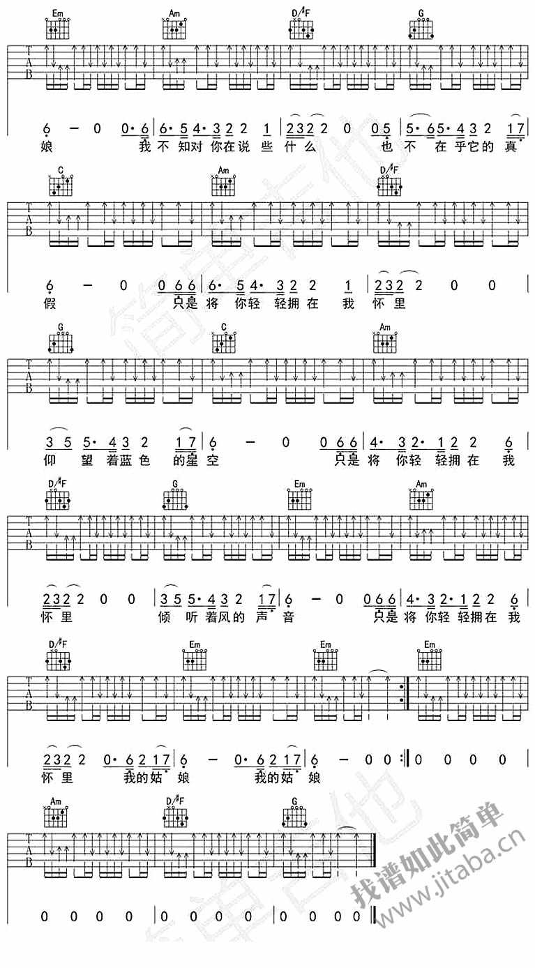 星空吉他谱简单版 许巍 吉他新手入门弹唱谱2