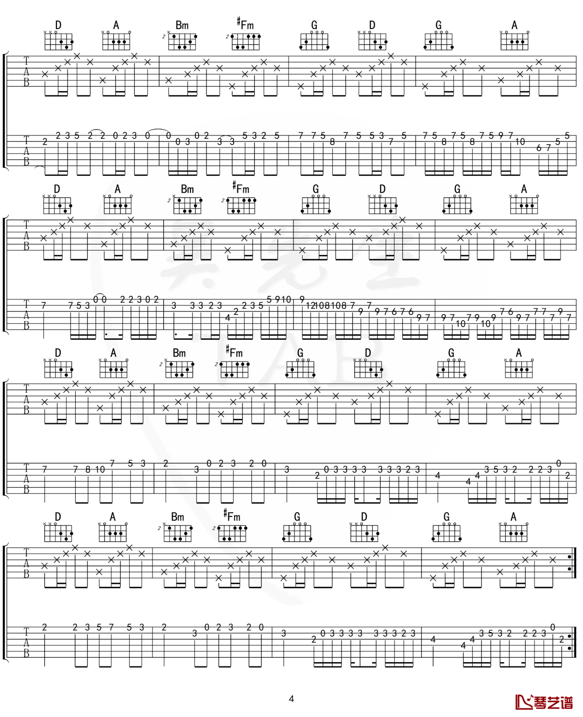 D大调卡农吉他谱 双吉他版本 Canon and Gigue in D4