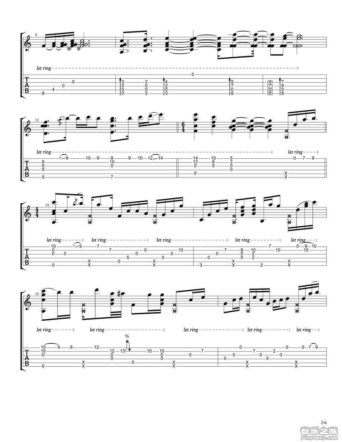 rylynn指弹谱 D调六线谱-Andy McKee1