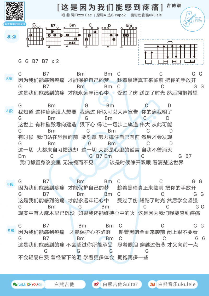这是因为我们能感到疼痛吉他谱_Tizzy Bac_吉他和弦伴奏谱1