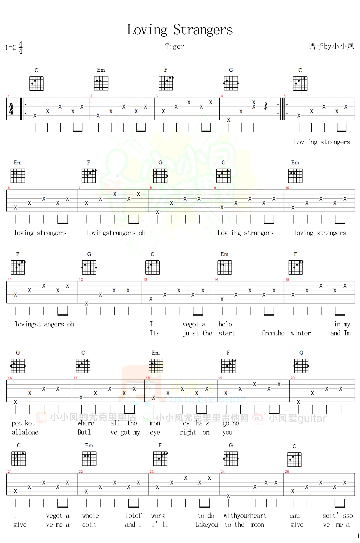 Loving Strangers吉他谱-Tiger-吉他教学视频1