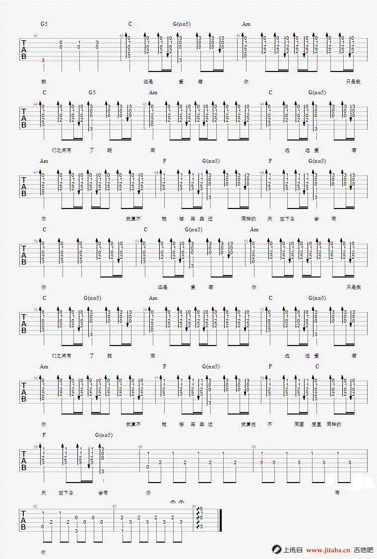 远远在一起吉他谱-龚诗嘉-C调弹唱谱-图片谱3