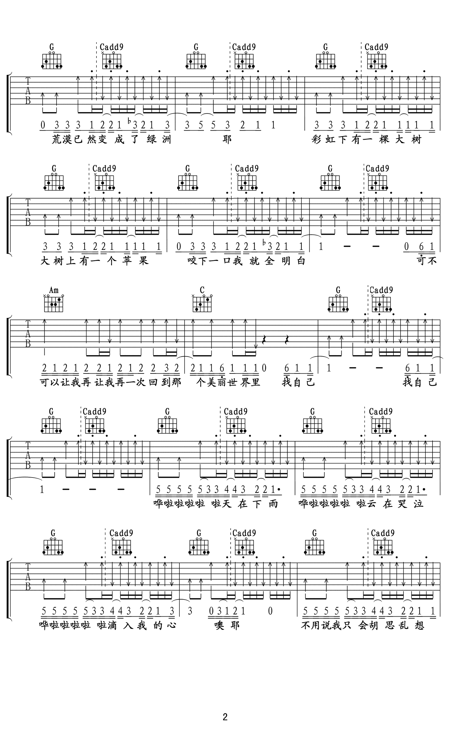 找自己吉他谱-陶喆-G调弹唱谱-高清图片谱2