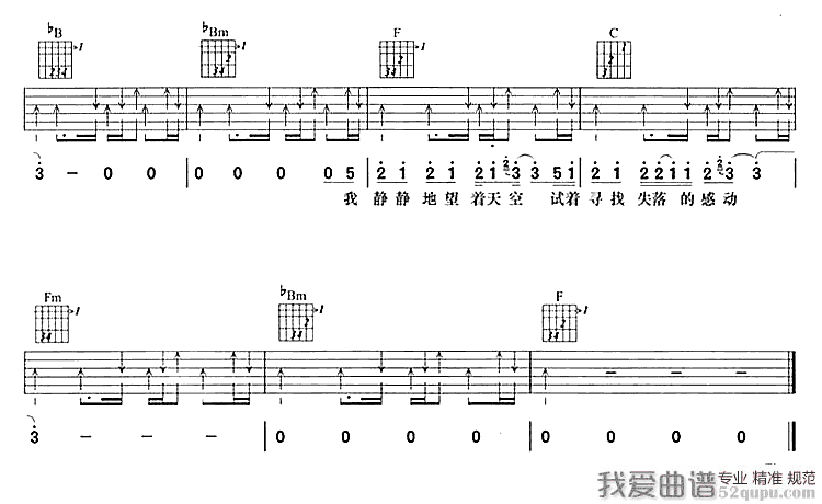 天空吉他谱 F调简单版-我爱曲谱编配-蔡依林1