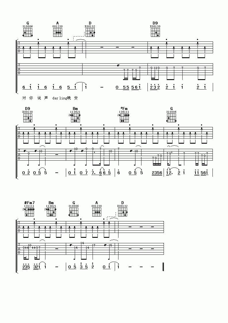 爱情木瓜吉他谱  1983组合3