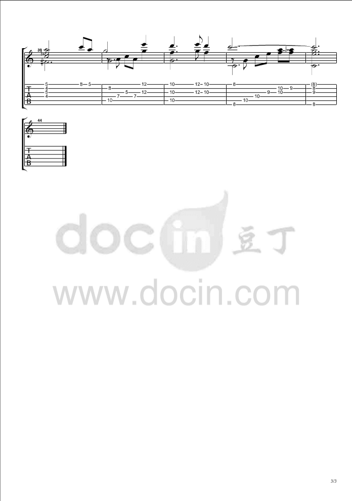 父母恩指弹谱 原调六线谱-许冠杰1