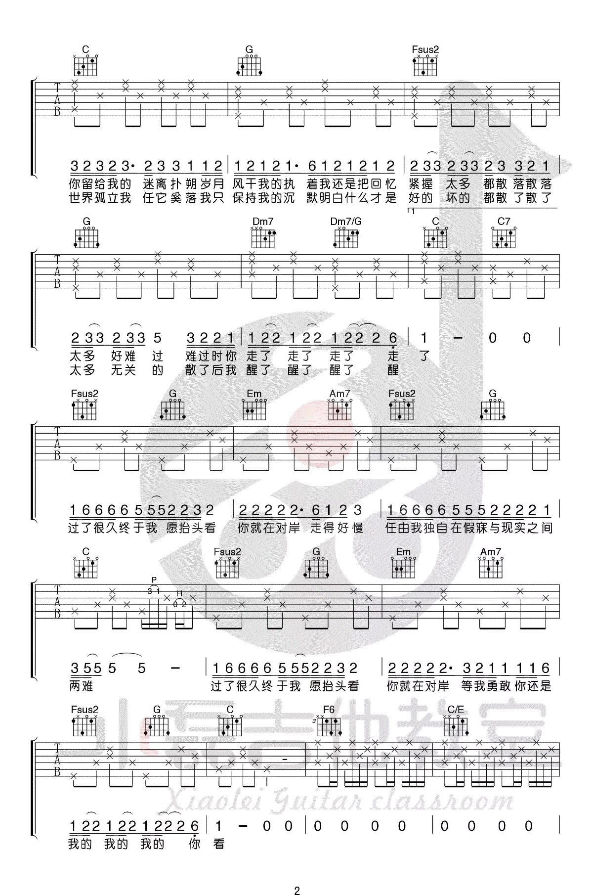 走马吉他谱-陈粒-C调简单版-《走马》吉他教学视频2