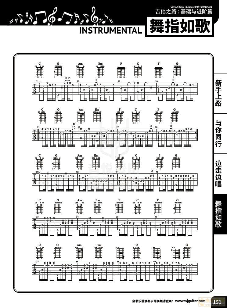 卡农指弹吉他谱-C调完美版-Canon吉他演示视频2