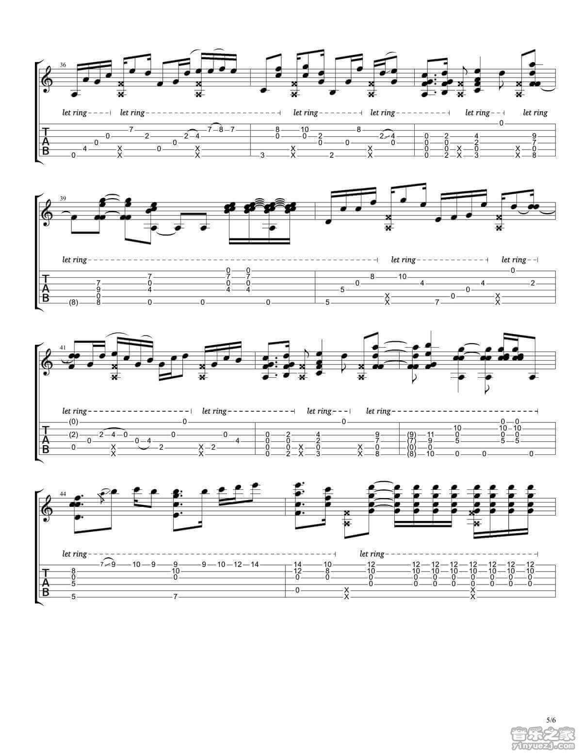 rylynn指弹谱 D调六线谱-Andy McKee1