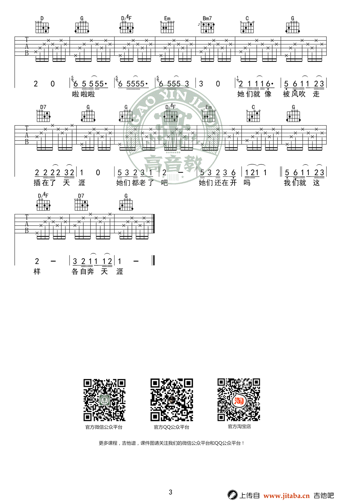 那些花儿吉他谱-朴树-G调标准弹唱谱-吉他教学视频3